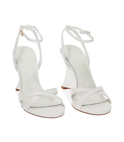 Sandali bianchi con zeppa, Valerio 1966, 2321T0498EPBIAN035, 002