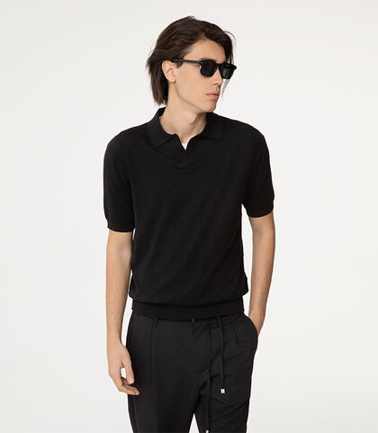 Polo nera con colletto tradizionale, Valerio 1966, 27U4T4757CONEROI, 002