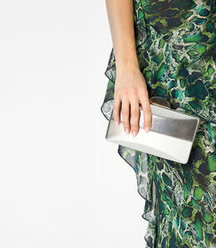 Clutch squadrata da donna in laminato argento, Valerio 1966, 2551T9104LMARGEUNI, 002 preview