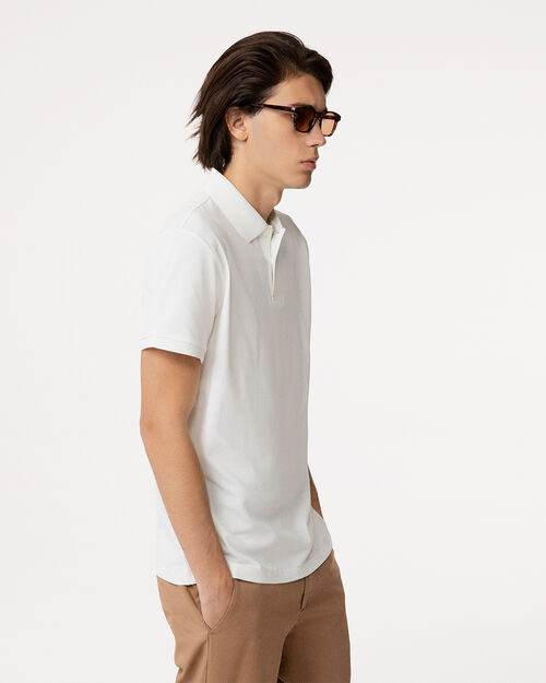 Polo bianca con colletto in piqu&eacute;, WHITE