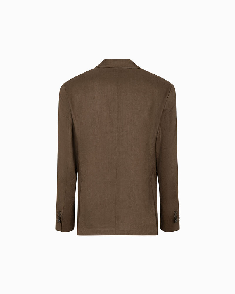 Giacca marrone lino con rever classico,  image number null