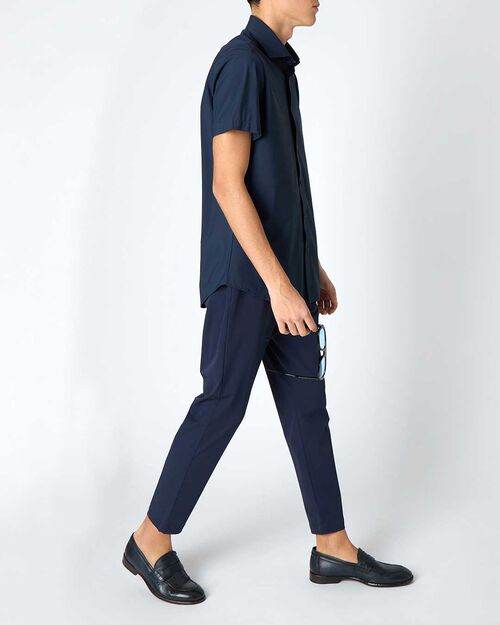 Camicia uomo blu a manica corta, BLUE