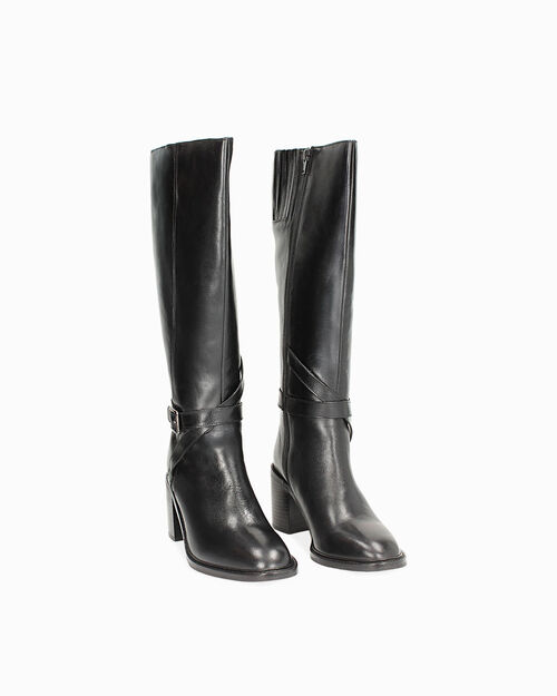 CALZATURA STIVALE PELLE NERO, BLACK