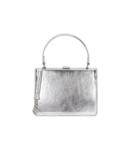 Mini bag donna argento laminato con manico, Valerio 1966, 2551T6041LMARGEUNI, 001