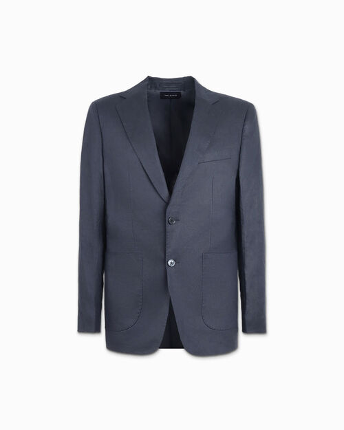 Giacca da uomo in lino blu elegante, BLUE