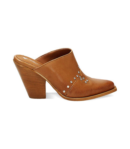 Sabot texano da donna in pelle cognac, Valerio 1966, 23L6T5007PECOGN035, 001
