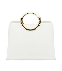 Borsa a mano donna bianca con manico circolare, Valerio 1966, 2523T3636EPBIANUNI, 004 preview