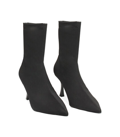Tronchetto nero in lycra, tacco 8 cm, Valerio 1966, 2421T6301LYNERO035, 002
