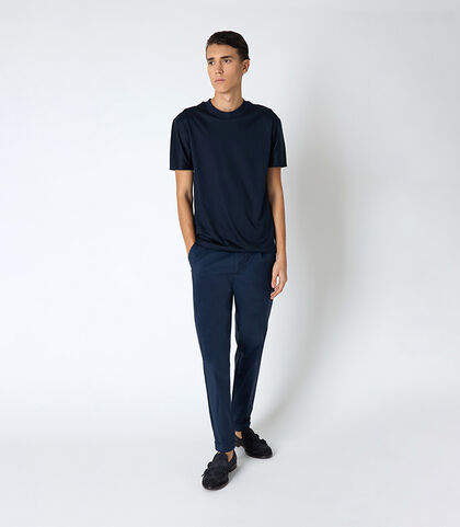T-shirt da uomo in cotone blu, Valerio 1966, 25N8T0049COBLUEI, 001