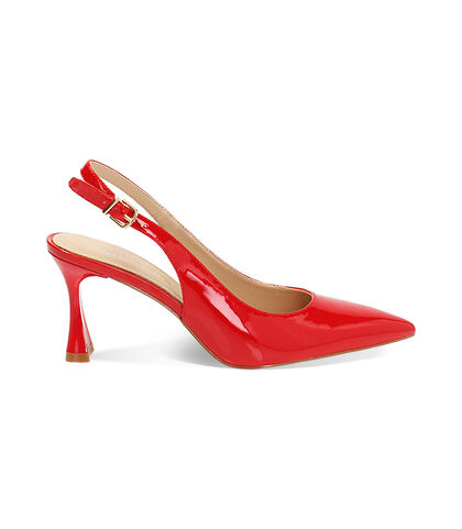 Décolleté slingback da donna rosse in vernice, Valerio 1966, 2521T4111VEROSS035, 001