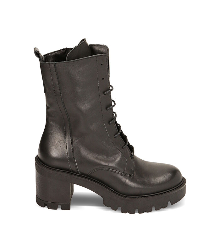 Anfibi neri in pelle tacco 8 cm