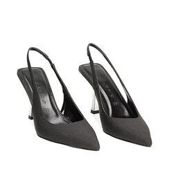 Décolleté slingback nere glitterate, Valerio 1966, 2321T1230SGNERO035, 002 preview