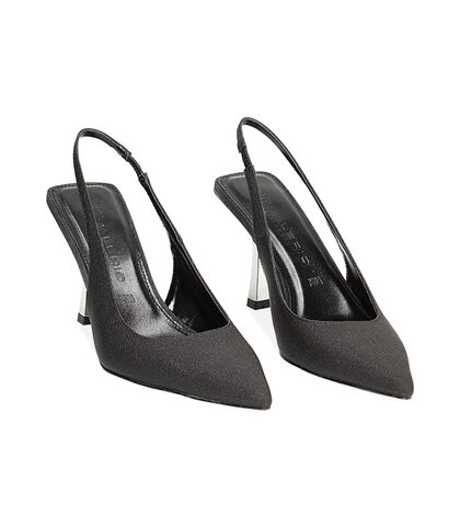 Décolleté slingback nere glitterate, Valerio 1966, 2321T1230SGNERO035, 002