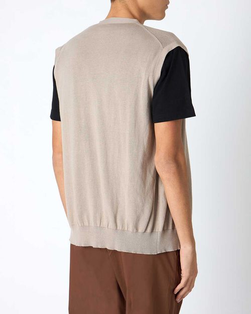 Gilet da uomo in cotone beige, BEIGE