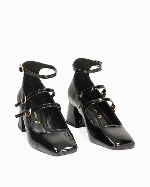 D&eacute;collet&eacute; nere in naplak, tacco largo 6 cm, BLACK