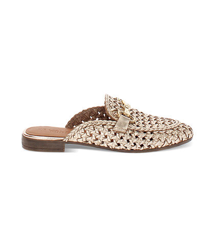 Sabot da donna in pelle intrecciata rosa oro, Valerio 1966, 2514T9029PIRAOR035, 001
