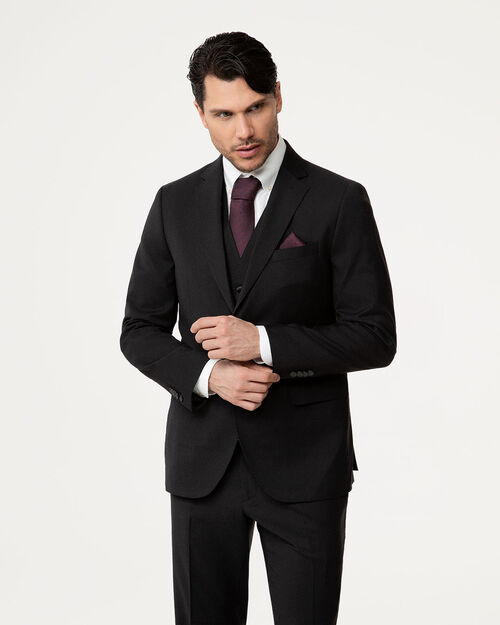 Giacca nero con rever classico a lancia, BLACK