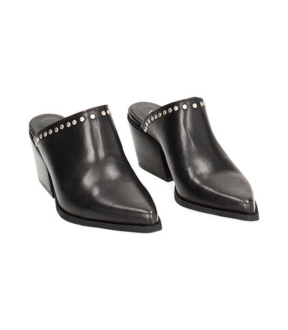 Sabot da donna in pelle nero, Valerio 1966, 23L6T5006PENERO035, 002