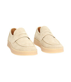 Mocassino da uomo in camoscio beige con fondo crepes, Valerio 1966, 25U6T9808CMBEIG041, 003 preview
