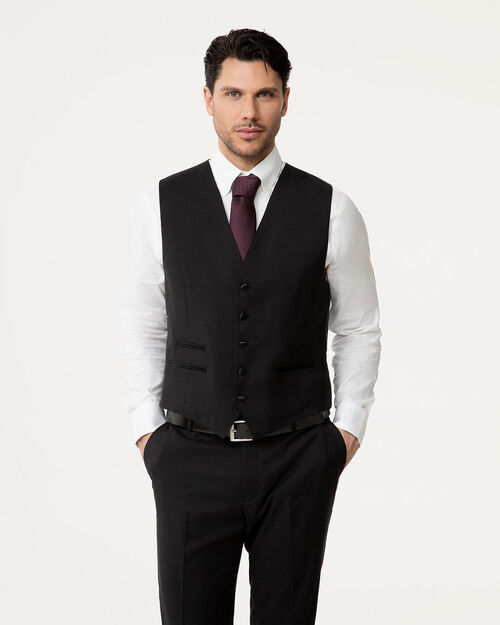 Gilet nero con chiusura a cinque bottoni, BLACK