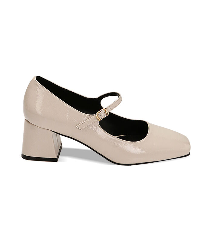 Decollete donna panna cinturino in naplak tacco 5 5 cm Valerio 1966