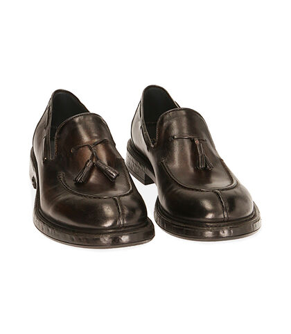 Mocassini testa di moro in pelle con nappina , Special Price, 2053T4304PEMORO039, 002