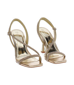 Sandali donna in laminato oro con pietre, tacco 8,5 cm, Valerio 1966, 2521T0147LPOROG036, 003 preview