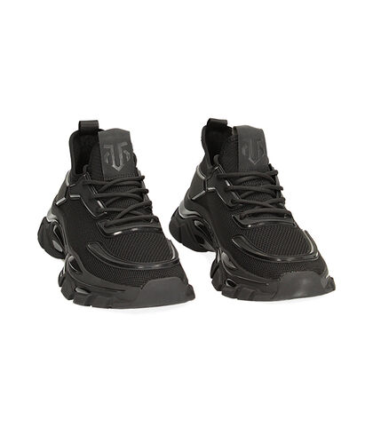 Sneakers nere in tessuto, Valerio 1966, 23U6T2031TSNERO039, 002