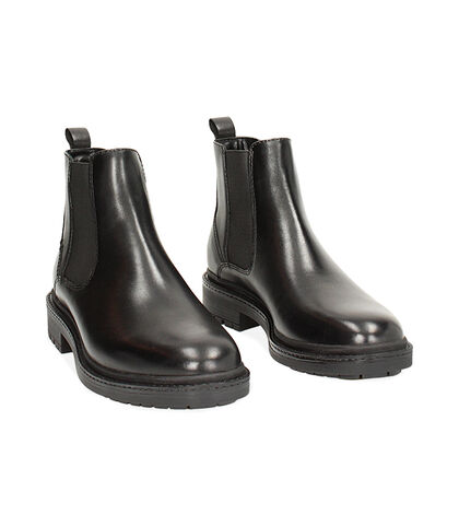 Beatles neri in pelle con suola in gomma, Valerio 1966, 24N4T4201PENERO039, 002