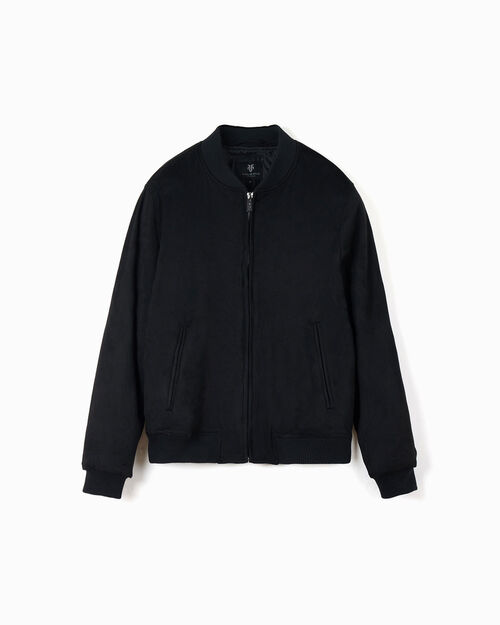 Giubbino nero in microfibra da uomo, BLACK