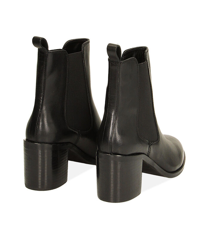 Stivaletti donna Chelsea neri in pelle, tacco 7,7 cm | Valerio 1966