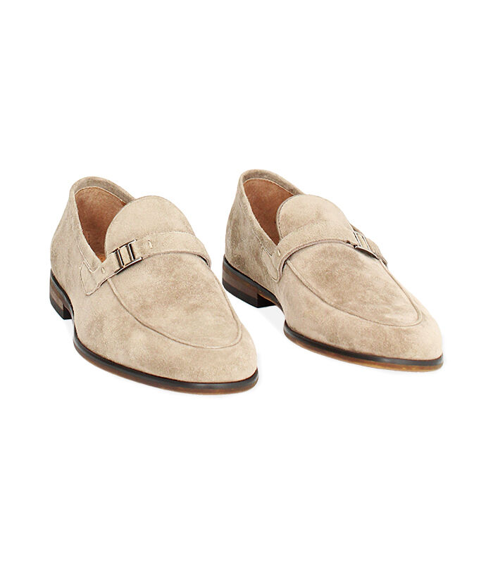 Pelle Scamosciata Mocassini Beige Uomo Malu Shoes Scarpe College