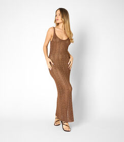 Vestito da donna in maglina color rame, con incrocio sulla schiena, Valerio 1966, 25B4T8370TSRAMEUNI, 001 preview
