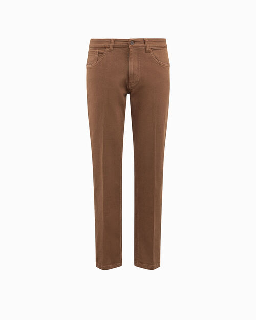 Jeans cognac cuciture tono su tono, COGNAC