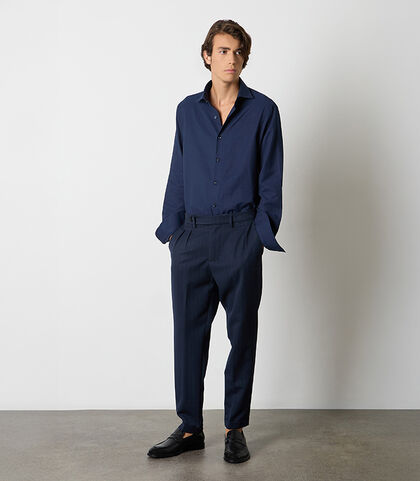 Pantaloni blu con pence da uomo, Valerio 1966, 26N9T1994TSBLUE42, 001