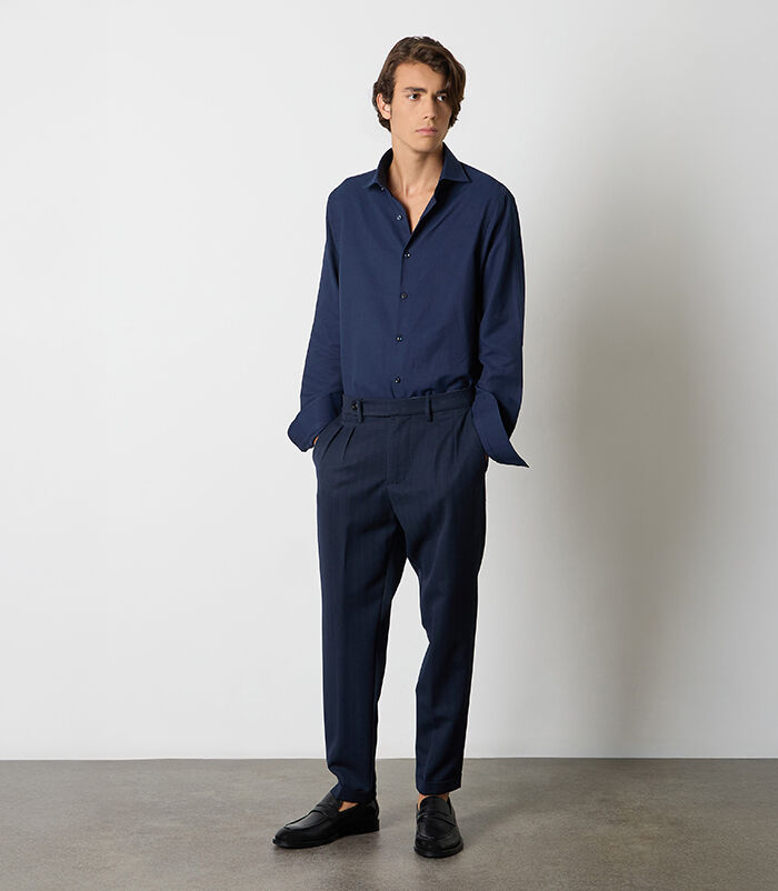 Pantaloni blu con pence da uomo, Valerio 1966, 26N9T1994TSBLUE42