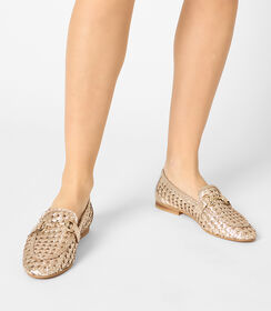 Mocassino da donna in pelle intrecciata oro rosa, Valerio 1966, 2514T7020PIRAOR035, 002 preview