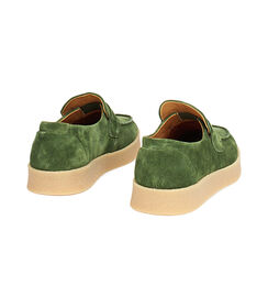 Mocassino da uomo in camoscio verde con fondo crepes, Valerio 1966, 25U6T9808CMVERD040, 004 preview