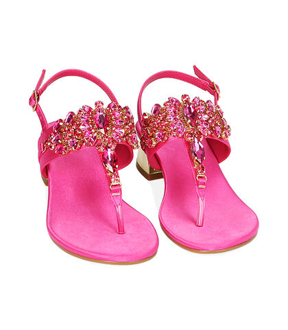 Sandali infradito fucsia in raso, tacco 3,5 cm, Valerio 1966, 2149T6605RSFUCS035, 002