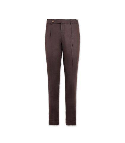Pantaloni da uomo eleganti in lino marroni, Valerio 1966, 25R1T2445LNMARR42, 001
