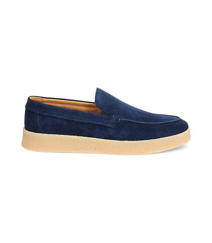 Mocassino da uomo in camoscio blu, Valerio 1966, 25U6T9803CMBLUE039, 001