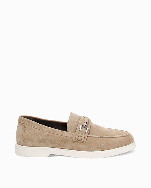 Mocassino da uomo in camoscio taupe, casual, TAUPE