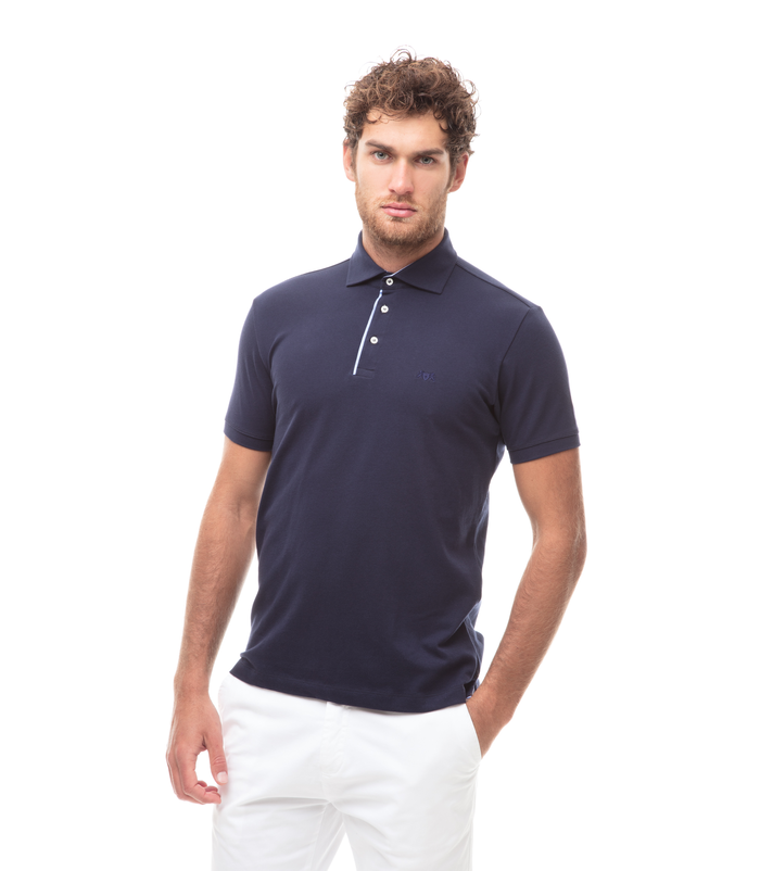 Polo blu in cotone piquet Valerio 1966