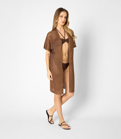 Poncho da donna in maglina color rame, Valerio 1966, 25B4T3135TSRAMEI, 001