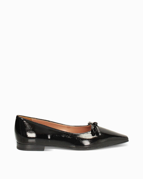 Ballerina nera in naplak a punta, BLACK