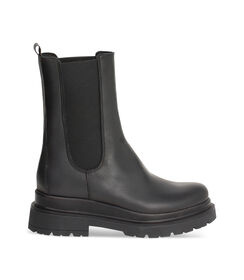 Beatles in vera pelle nera con suola in gomma alta 3,5 cm, Valerio 1966, 2610T0502PANERO035, 001 preview