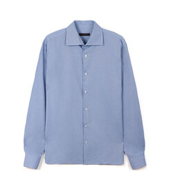 Camicia azzurra in cotone da uomo, Valerio 1966, 26Z3T0026COAZZU41, 003 preview