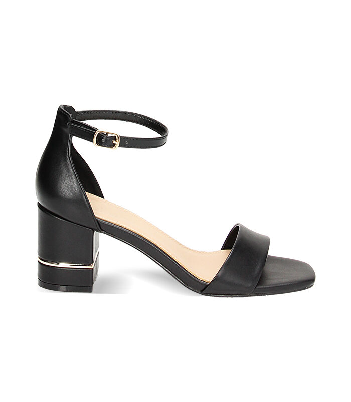 Sandali donna neri, tacco basso largo 8 cm, Valerio 1966, 2349T9032EPNERO037