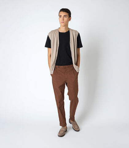 Pantalone da uomo con pinces marrone, Valerio 1966, 25N8T5012TSMARR42, 001
