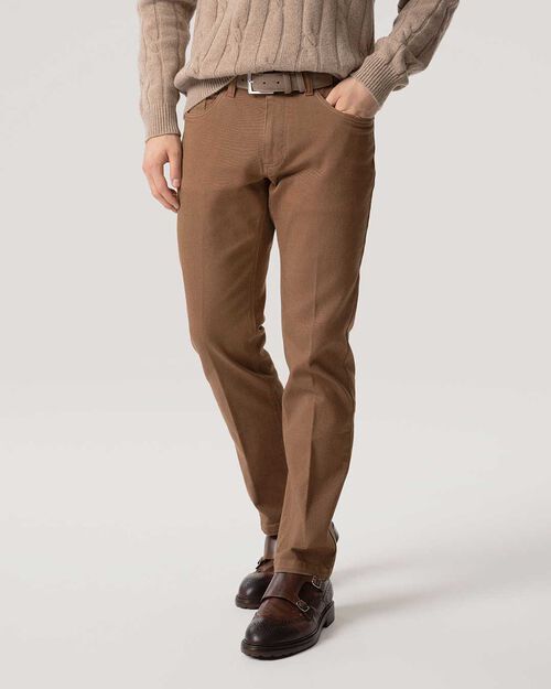Jeans cognac cuciture tono su tono, COGNAC